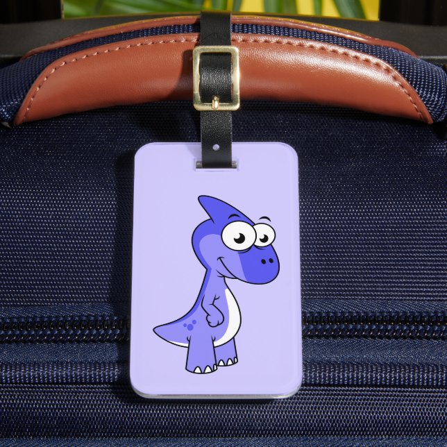 Etiqueta De Bagagem Ótima Ilustração De Um Dinossauro Parasaurolofico. (Frente Insitu 2)