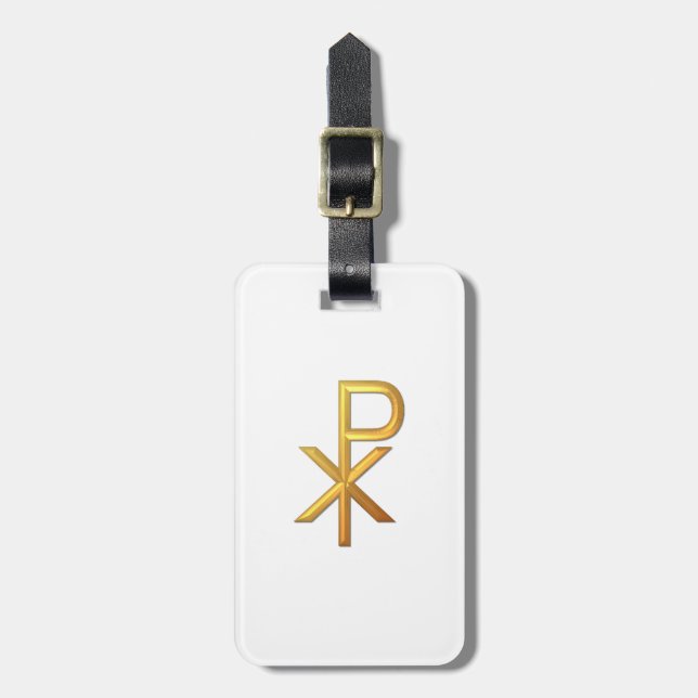 Etiqueta De Bagagem Ouro "3-D" Chiro (Frente Vertical)