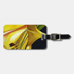 Etiqueta De Bagagem Ouro Amarelo Esplendor Lily Arte original