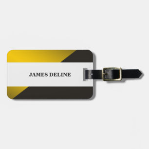 Etiqueta De Bagagem Ouro do falso do branco cinzento geométrico