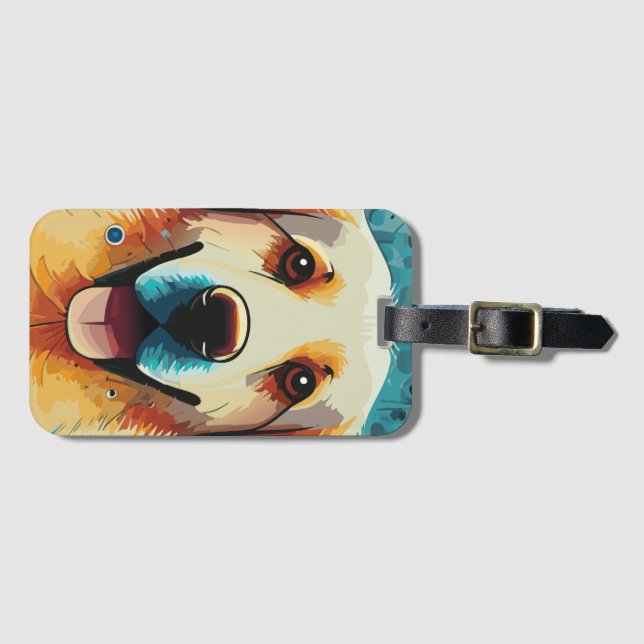 Etiqueta De Bagagem Ouro Feliz Retriever (Frente Horizontal)