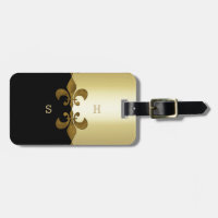 Ouro Fleur-de-lis ouro preto monograma personaliza