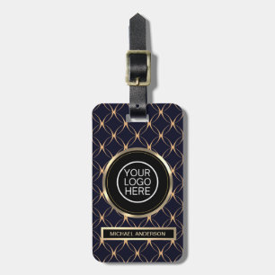 Etiqueta De Bagagem ouro negro luxuoso Monograma metálico personalizad