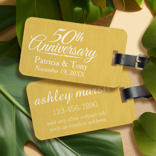 Etiqueta De Bagagem ouro Personalizado do 50º Aniversário do Casamento