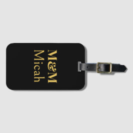 Etiqueta De Bagagem Ouro Preto Minimalista Monograma Luxo Moderno
