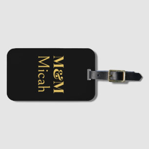 Etiqueta De Bagagem Ouro Preto Minimalista Monograma Luxo Moderno
