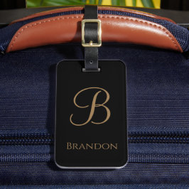 Etiqueta De Bagagem Ouro Preto Nome Personalizado e Monograma
