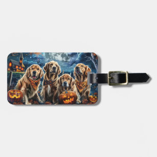 Etiqueta De Bagagem Ouro Retriever Halloween Spooky