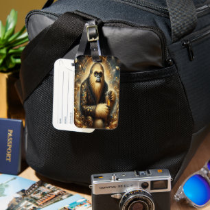 Etiqueta De Bagagem Ouro Sasquatch Sip Cósmico