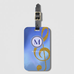 Etiqueta De Bagagem ouro trible clef music note personalizado
