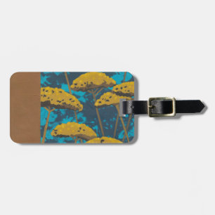 Etiqueta De Bagagem Ouro Yseta Garden com fundo azul
