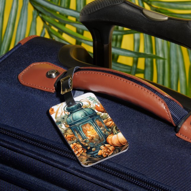 Etiqueta De Bagagem Outono Ação de Graças Pumpkin Lanterna Harvest (Frente Insitu 1)