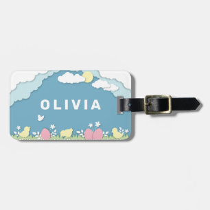 Etiqueta De Bagagem Ovos e pintinhos de páscoa na primavera