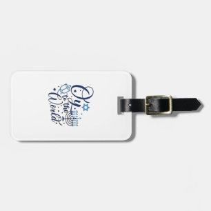 Etiqueta De Bagagem Oy to the World Hanukkah Jewish Engraçado
