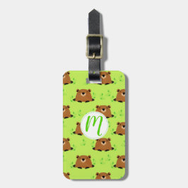 Etiqueta De Bagagem Padrão Adorável de Groundhog Woodland