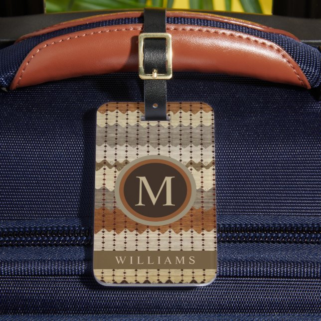 Etiqueta De Bagagem Padrão Aztec de Cinza bege Personalizado (Frente Insitu 2)