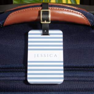Etiqueta De Bagagem Padrão Azul Moderno Striped