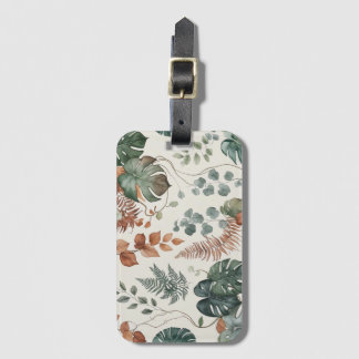 Etiqueta De Bagagem Padrão botânico boho contínuo Flores 