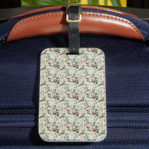 Etiqueta De Bagagem Padrão Botânico Floral Pastel Vintage