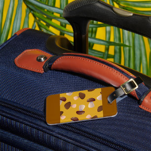Etiqueta De Bagagem Padrão castanho de cogumelo no amarelo-mostarda