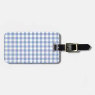 Etiqueta De Bagagem Padrão clássico Gingham azul verificado