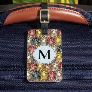 Etiqueta De Bagagem Padrão Colorido de Boho Woodland Own e Monograma