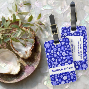 Etiqueta De Bagagem Padrão Colorido de Visitas Cólvora Azul Escuro