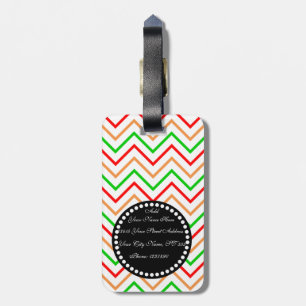 Etiqueta De Bagagem Padrão cor-de-rosa verde-cor-de-laranja com monog