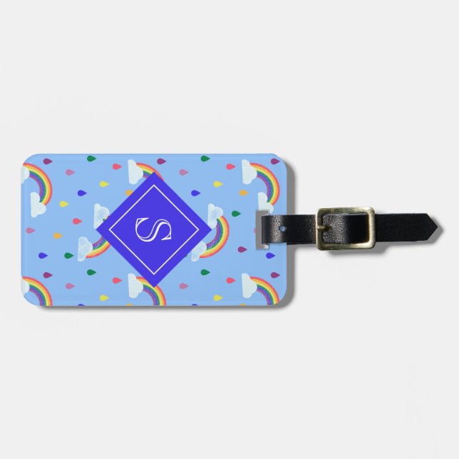 Etiqueta De Bagagem Padrão Cute Rainbow Sky Personalizado (Frente Horizontal)