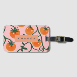 Etiqueta De Bagagem Padrão da Vinha do Tomate Retro Personalizado Mono