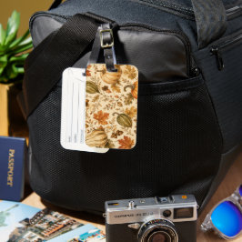 Etiqueta De Bagagem Padrão de Abóbora e Cabaças de Outono Vintage