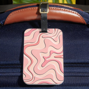Etiqueta De Bagagem Padrão de Abstrato cor-de-rosa do entalhe líquido