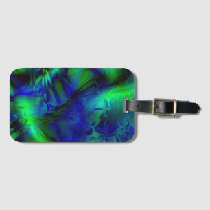 Etiqueta De Bagagem Padrão de Abstrato de Arte Digital Azul e Verde
