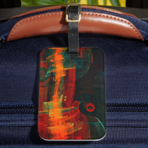 Etiqueta De Bagagem Padrão de Abstrato de Arte Moderno Vermelho Azul-L