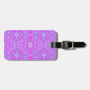 Etiqueta De Bagagem Padrão de Abstrato de cor rosa quente e azul-aqua