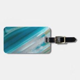 Etiqueta De Bagagem Padrão De Agato De Banho Azul Teal