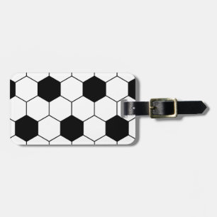 Etiqueta De Bagagem Padrão de bola de futebol preto e branco