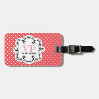 Etiqueta De Bagagem Padrão de Bolinhas Bonito Personalizado Girly