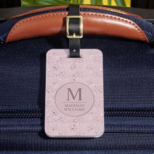 Etiqueta De Bagagem Padrão de Brilho Dourado Rosa Pastel Bege Macio Pe