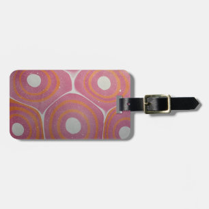 Etiqueta De Bagagem Padrão de Bullseye, moderno, rosa e laranja