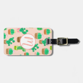 Etiqueta De Bagagem Padrão De Cactus Potente Desenhado À Mão