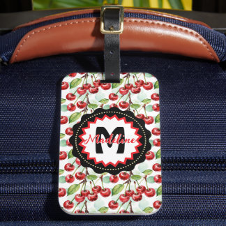Etiqueta De Bagagem Padrão de Cereja de Cana-de-Água Cuta Personalizad