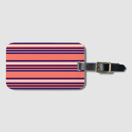 Etiqueta De Bagagem Padrão de cinco faixas de cor azul-marinho e branc