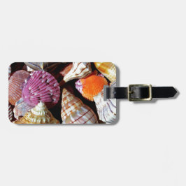 Etiqueta De Bagagem Padrão de concha marítima do oceano costeiro