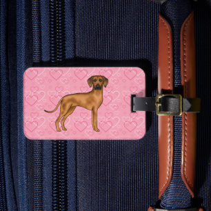 Etiqueta De Bagagem Padrão de Coração de Amor pelo Cão Ridgeback da Ro