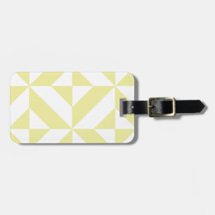 Etiqueta De Bagagem Padrão de Cubo de Deco Geométrico Amarelo Pálido