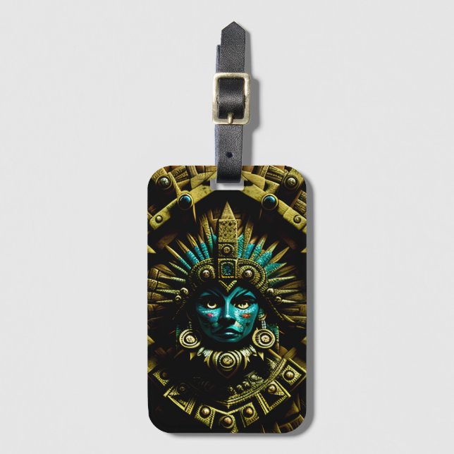 Etiqueta De Bagagem Padrão de Design Aztec Dois (Frente Vertical)