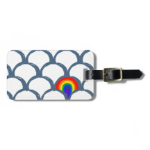 Padrão de escala de desenho azul e branco e arco-í