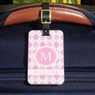 Etiqueta De Bagagem Padrão de Estilo Branco Cor-de-rosa claro e leve p