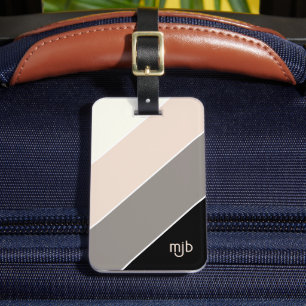 Etiqueta De Bagagem Padrão de faixas de na moda Color Block com Monogr